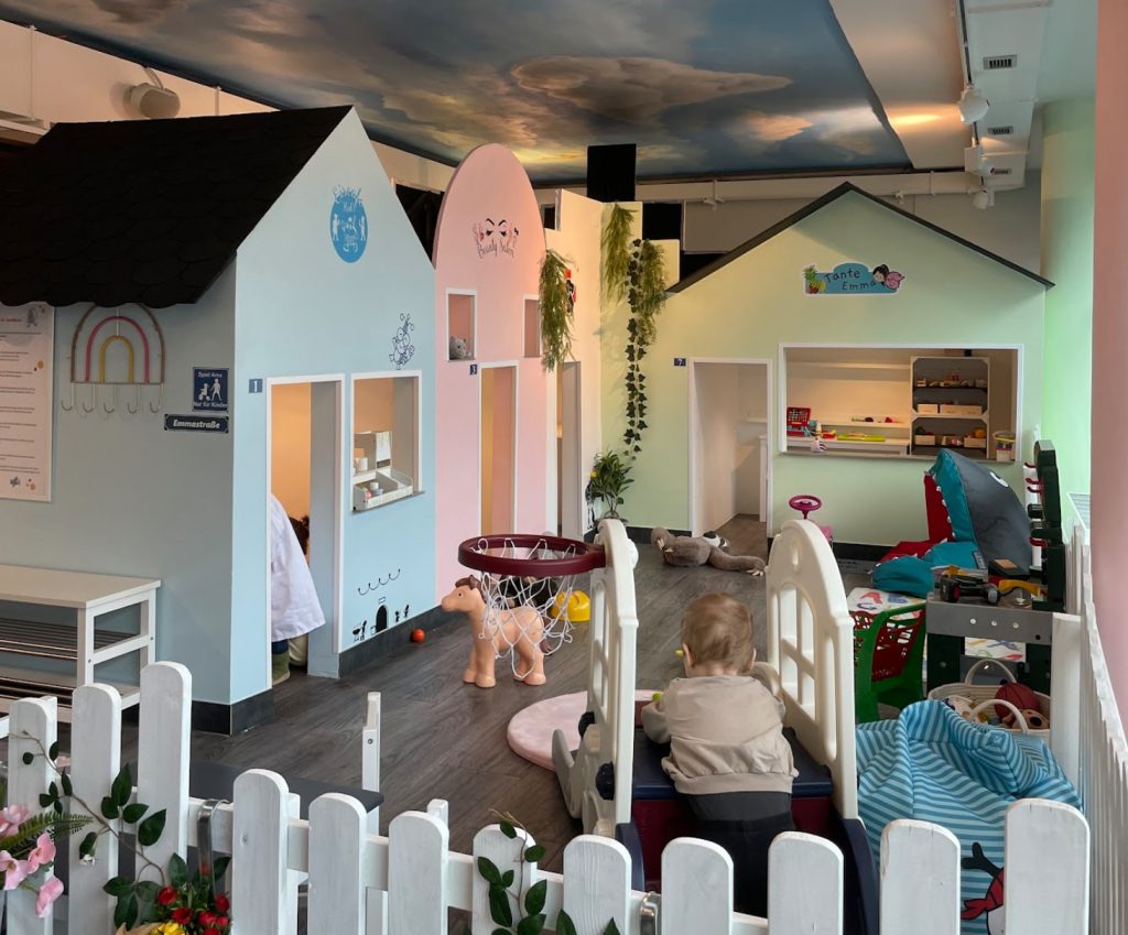 Train-themed indoor play space for kids inside the central station

