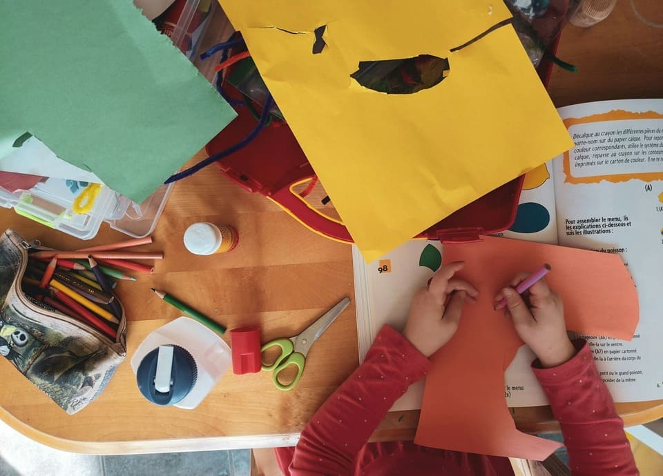 Creative exploration and fine motor skill development in a Montessori-inspired learning routine