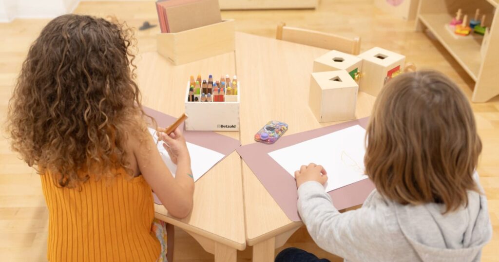 Creative and independent learning in a Montessori classroom with open-ended art materials